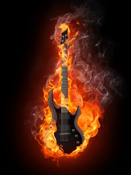 guitare électrique en feu